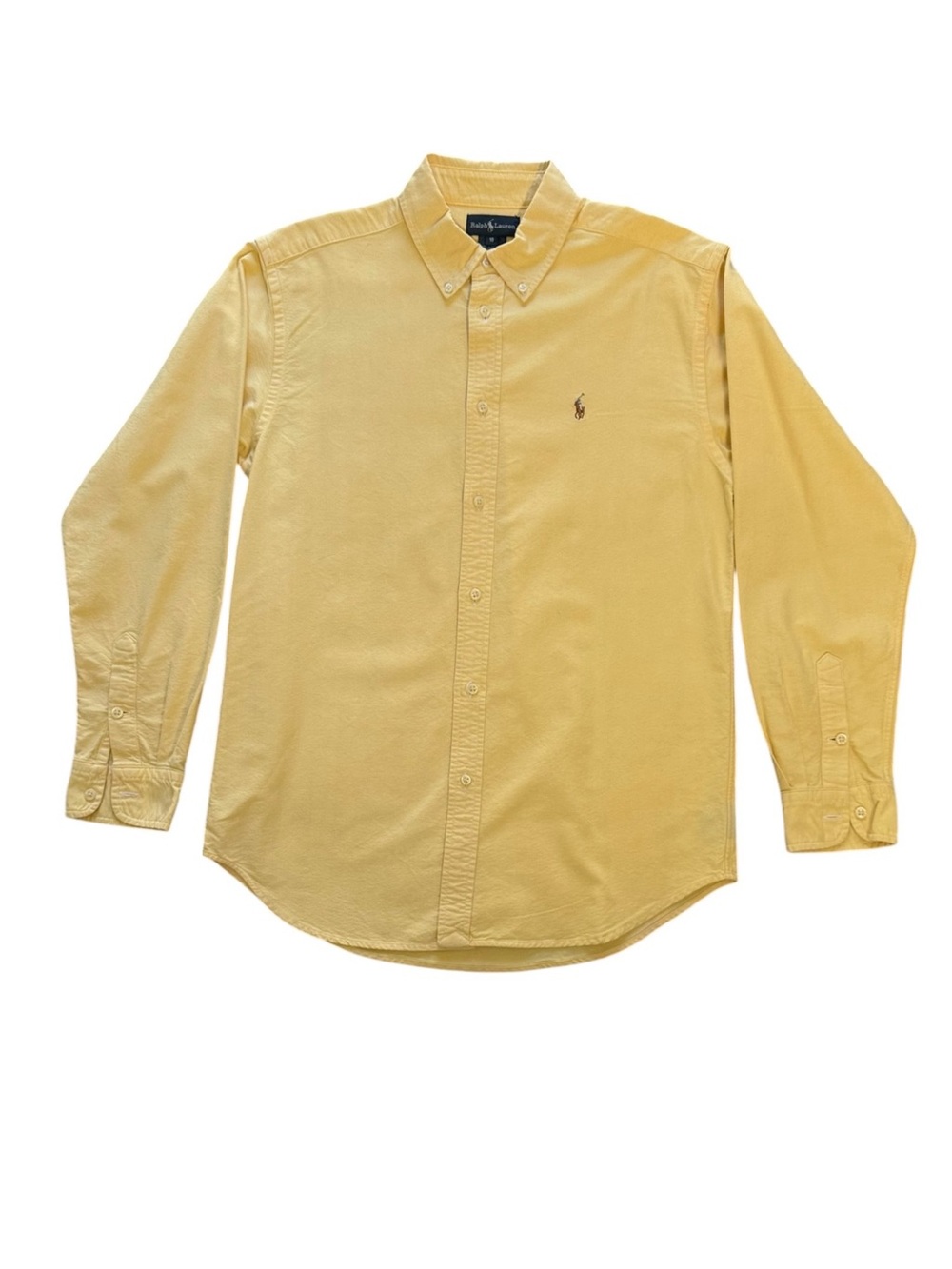 Ralph Lauren Yellow Cotton Oxford Button Down Shirt Pony Logo Size 18